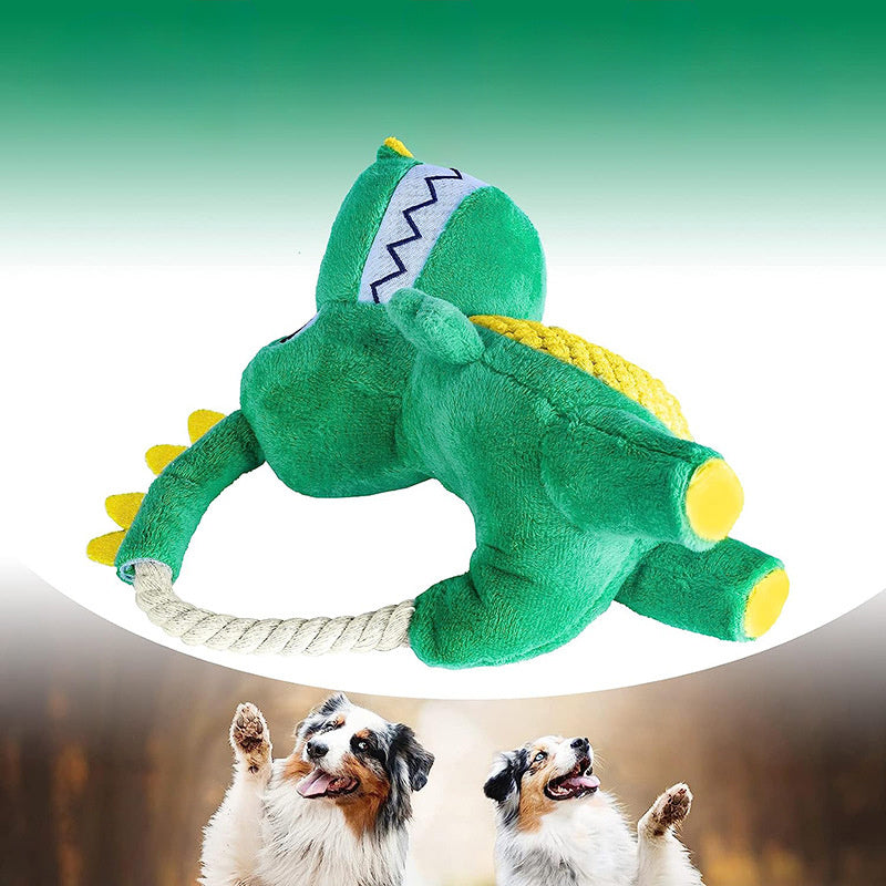 Dinosaur Plush Sounding Chew Toy - Soft Interactive Pet Toy with Squeaker - Woofcuties
