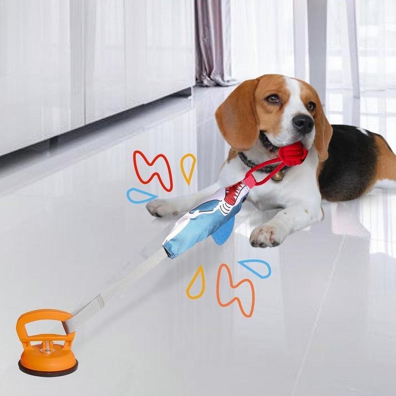Shark-Shaped Interactive Twin Toy - Squeaky Rope Ball with Suction Cup - Woofcuties
