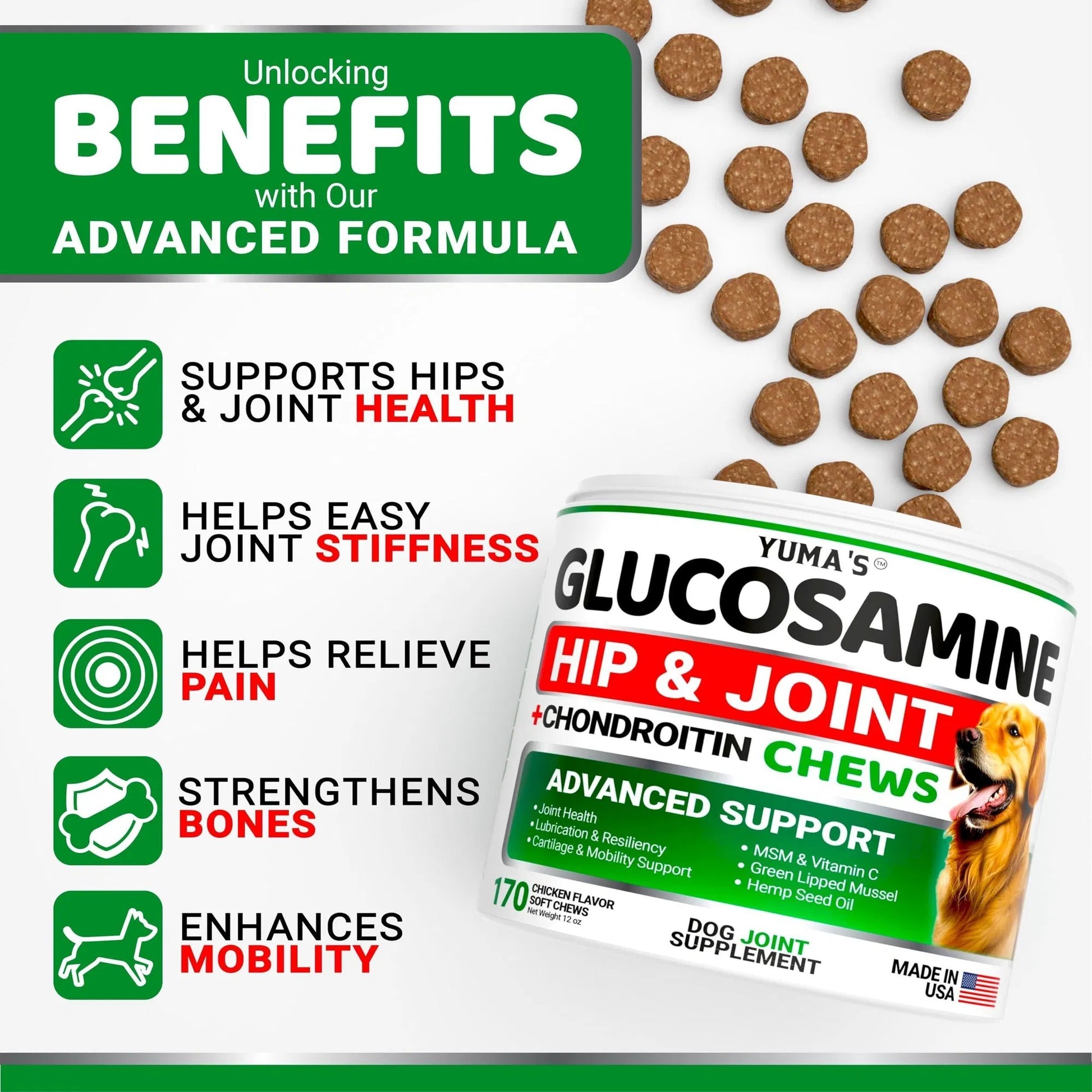 Glucosamine Joint Chews - Premium Hip and Joint Support for Dogs - Woofcuties