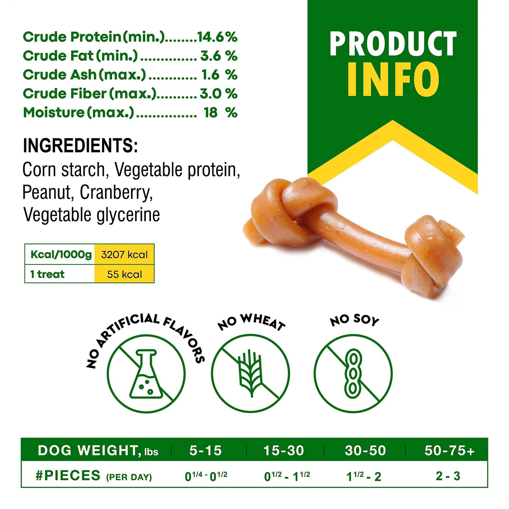 Premium Peanut Butter Cranberry Bones - Premium Rawhide-Free Collagen Chews - Woofcuties