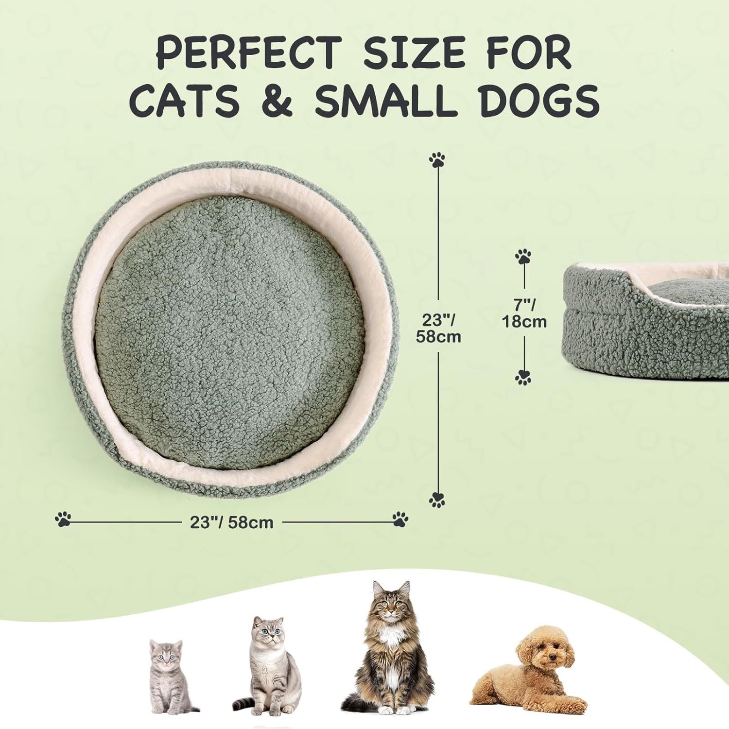 Washable Orthopedic Pet Bed - 23x23x7 Inch Round Plush Bed for Cats and Small Dogs - Woofcuties