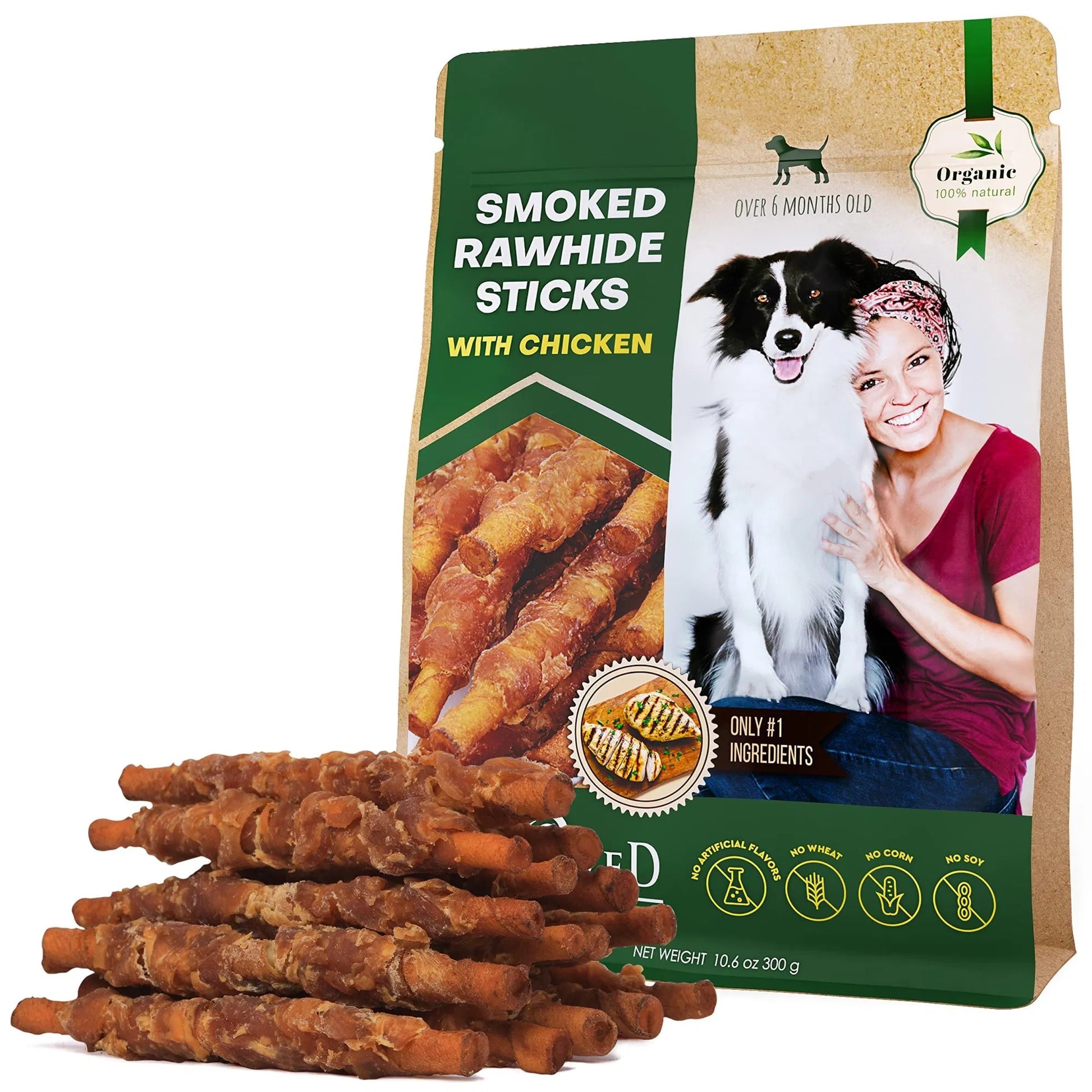 Smoked Rawhide Chicken Sticks - Top-Grade Chew Treats - Woofcuties
