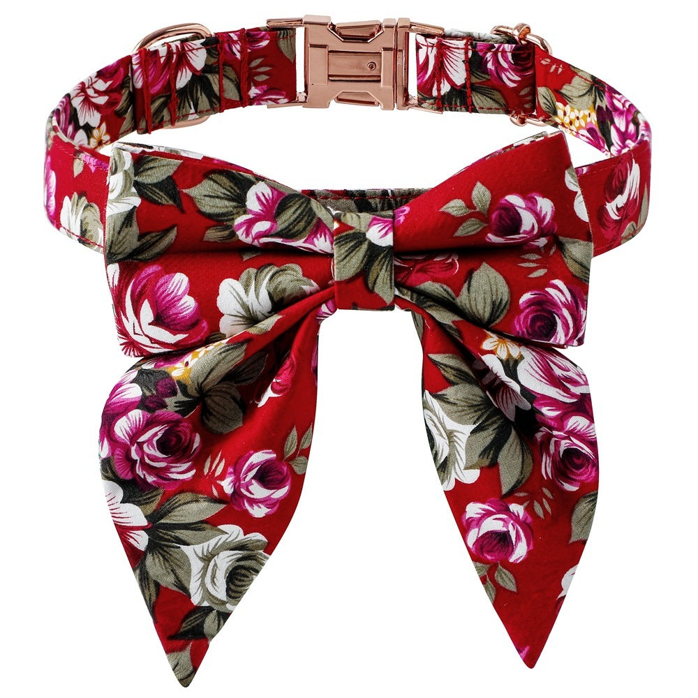 Elegant Cotton Rose Gold Buckle Dog Collar - Woofcuties