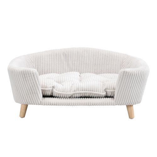Elevated Pet Perch - Opulent Corduroy Couch for Small Dogs - Woofcuties