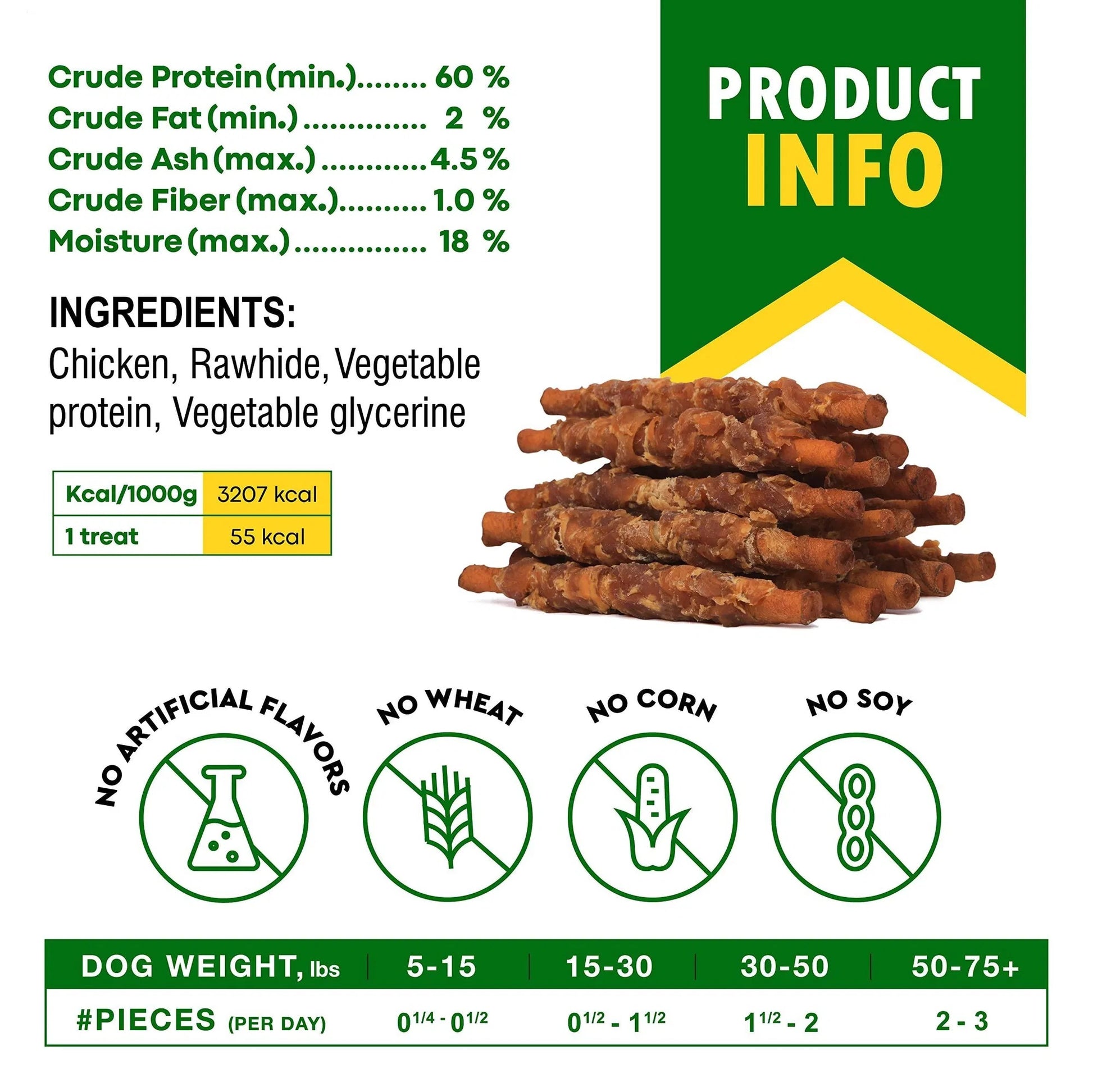 Smoked Rawhide Chicken Sticks - Top-Grade Chew Treats - Woofcuties