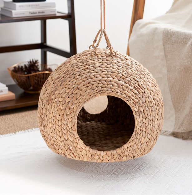 WoofCuties Weaving Rattan Circular Cat Bed - Woofcuties