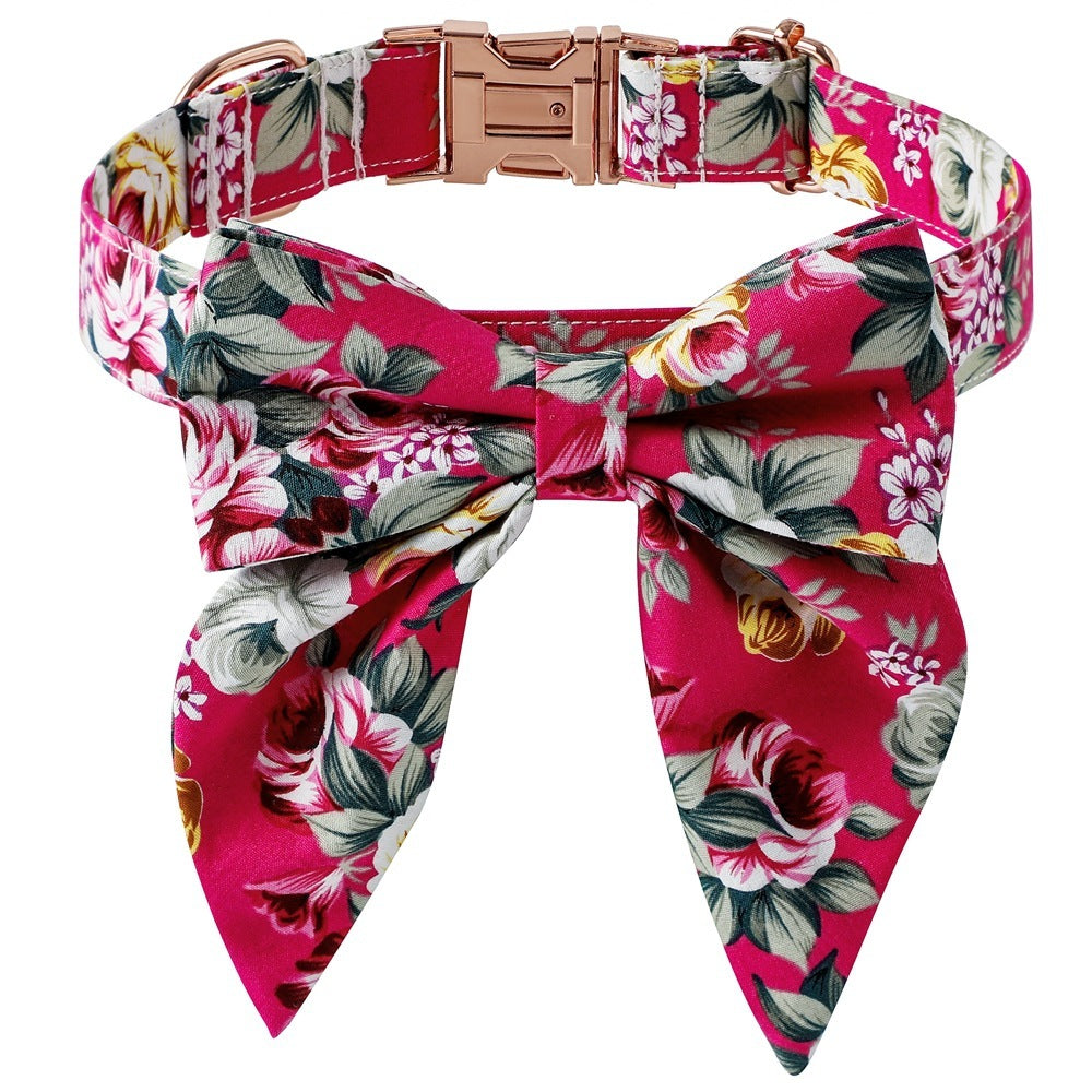 Elegant Cotton Rose Gold Buckle Dog Collar - Woofcuties
